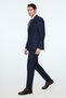 Men's Navy Blue Wool Trendy Plaid Slim Fit Mono Collar Suit - 4