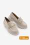 Women's Genuine Leather Loafer Thick Sole Metal Buckle Suede Casual Shoes Zolez Beige