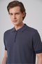 Men's Indigo Trend Zippered Polo Collar Knitwear T-Shirt - 2