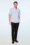 Men's Blue Trendy Patterned Regular Fit Button-Down Collar Short Sleeve Pocket Shirt - 5