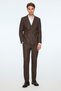 Men's Brown Linen Trend Striped Slim Fit Pointed Collar Double Breasted Suit - 4