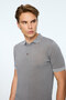 Men's Gray Trend Polo Collar Tencel Knitwear T-Shirt - 2