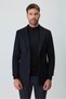 Men's Black Wool Trend Straight Dynamic Fit Pointed Collar Coat