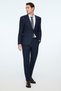 Men's Navy Blue Wool Trendy Plaid Slim Fit Mono Collar Suit - 3