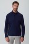 Men's Navy Blue Polo Collar Rayon Sweatshirt