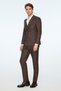 Men's Brown Linen Trend Striped Slim Fit Pointed Collar Double Breasted Suit - 5