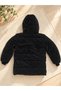Special Production Nova Fabric Boy's Hooded Coat Black Color Zippered Winter Thick Coat - 8