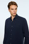 Men's Navy Blue Liyosel Trendy Striped Dynamic Fit Button-Down Collar Shirt - 2