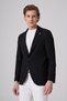 Men's Black Knitted Trend Slim Fit Mono Collar Jacket
