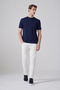 Men's Navy Blue Trendy Plain Combed Cotton Crew Neck Tshirt - 4
