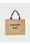 Text Embroidered Girls' Straw Beach Bag (S6)