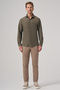 Men's Khaki Trend Plain Slim Fit Full Italian Collar Relaxible Shirt - 4