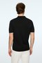 Men's Black Trendy Polo Collar Rayon Knitwear T-Shirt - 5