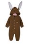 Unisex Knitwear Rabbit Eared Hooded Baby Jumpsuit Brown - 3