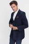 Men's Navy Blue Plain Dynamic Fit Relaxed Cut Pointed Collar Coat - 4