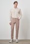 Men's Beige Cotton 5 Pocket Slim Fit Jean Denim Trousers - 2