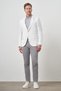 Men's White Knitted Patterned Mono Collar Slim Fit Jacket - 2