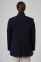 Men's Navy Blue Wool Plain Dynamic Fit Judge Collar Coat - 5