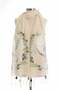 Large Cotton Scarf with Dove and Olive Print - 3
