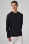 Men's Black Trend Crew Neck Rayon Sweatshirt - 3