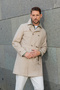 Men's Beige Polyamide Belted Trench Coat - 3