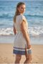 Blue Bordered 100% Cotton V-Neck Pareo/Beach Dress - 2