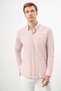 Men's Orange Cotton Striped-Panel Italian Lapel Slim Fit Shirt - 2
