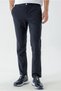 Men's Navy Blue Polyviscon Trend Striped Slim Fit Classic Trousers - 2