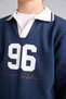 Boys' Oversized Shirt-Collar College-Printed Navy Blue Sweatshirt H9832A826AU - 7
