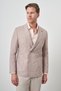 Men's Tile Linen Double Breasted Patterned Slim Fit Pointed Collar Jacket