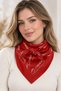 Red Moon Star Turkish Flag Themed Cotton Fabric Scarf Red - 5