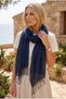 Women's Cotton Navy Blue Scarf |   45X190 cm