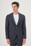 Men's Navy Blue Polyviscon Trend Striped Slim Fit Mono Collar Suit - 2