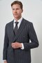 Men's Navy Blue Linen Trend Double Breasted Slim Fit Pointed Collar Suit - 3