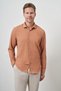 Men's Cinnamon Seersucker Trend Patterned Dynamic Fit Italian Collar Shirt - 3
