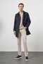Men's Navy Blue Polyamide Belted Trench Coat - 4