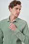 Men's Mint Green Seersucker Trend Patterned Dynamic Fit Italian Collar Shirt - 3