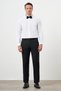 Men's White Cuffed Jacquard Pattern Ankle Collar Slim Fit Shirt - 4