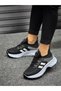Unisex Children's Lace-Up Poly Sole Knitwear Sports Shoes-Black-White - 3