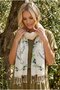 Large Cotton Scarf with Dove and Olive Print - 2