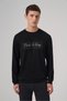Men's Black Trend Printed Crew Neck Sweat-Shirt - 3