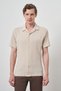 Men's Beige Apache Collar Short Sleeve Shirt - 3