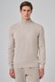 Men's Beige Basic Turtleneck Dynamic Fit Relaxed Fit Knitwear - 3