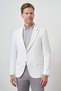 Men's White Knitted Patterned Mono Collar Slim Fit Jacket