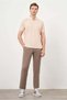 Men's Salmon Trend Mercerized Plain Buttoned Collar Dynamic Fit T-Shirt - 4