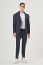 Men's Navy Blue Polyviscon Trend Striped Slim Fit Mono Collar Suit - 4