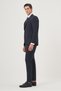Men's Navy Blue Woolen Trend Plaid Slim Fit Pointed Collar Suit - 5