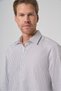 Men's Black Cotton Trend Striped Dynamic Fit Hard Collar Shirt - 2