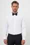 Men's White Cuffed Plain Pattern Atak Collar Slim Fit Shirt