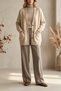 Women's Oversize Long Sleeve Soft Textured Basic Knitwear Cardigan with Buttoned Pockets - 8